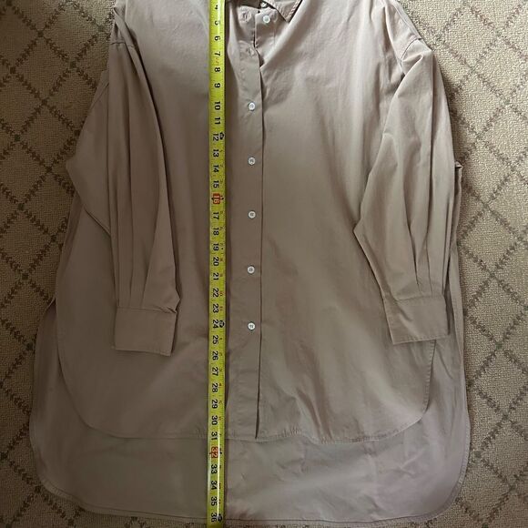 Zara Tan Oversized cotton Poplin button down Shirt Tunic Dress NWOT S - Picture 14 of 15